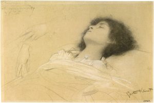 Gustav Klimt: Reclining Girl (Juliet) and Two Studies of Hands, 1886–1887
