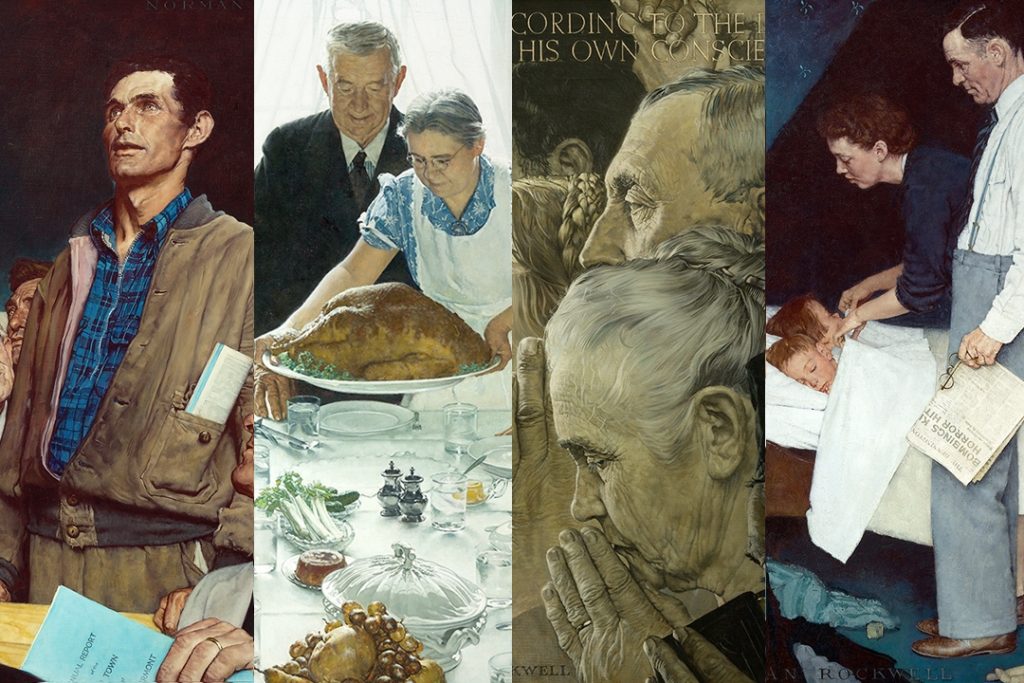 Norman Rockwell Museum's "Enduring Ideals: Rockwell, Roosevelt, & the Four Freedoms" and "Reimagining the Four Freedoms," at Riot Material Magazine