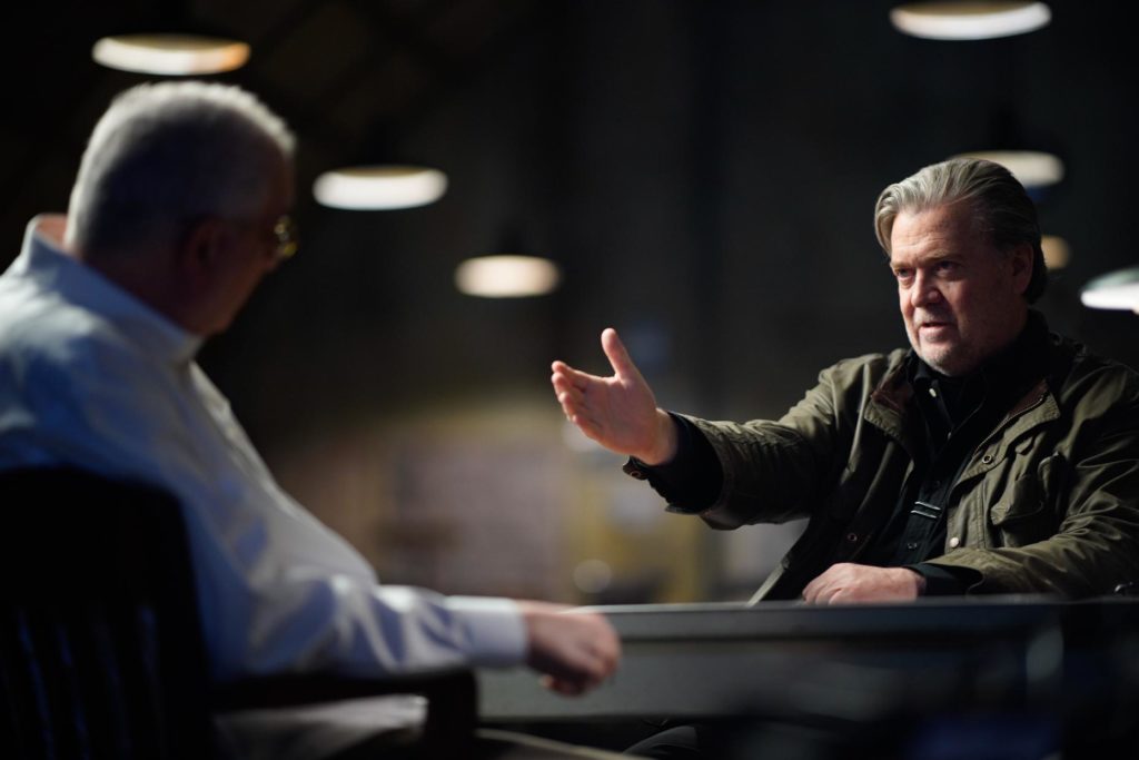 Errol Morris and Steve Bannon. An interview with Errol Morris on his film, American Dharma, is at Riot Material.