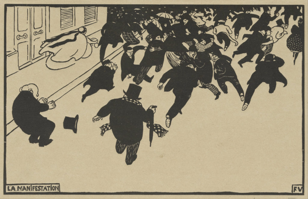 Félix Vallotton, La Manifestation, 1893. The Met's "Painter of Disquiet is reviewed at Riot Material magazine.