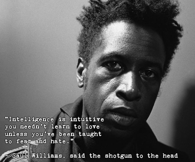 Saul Williams' "Coded Language" can be listened to at Riot Material in Riot Sounds