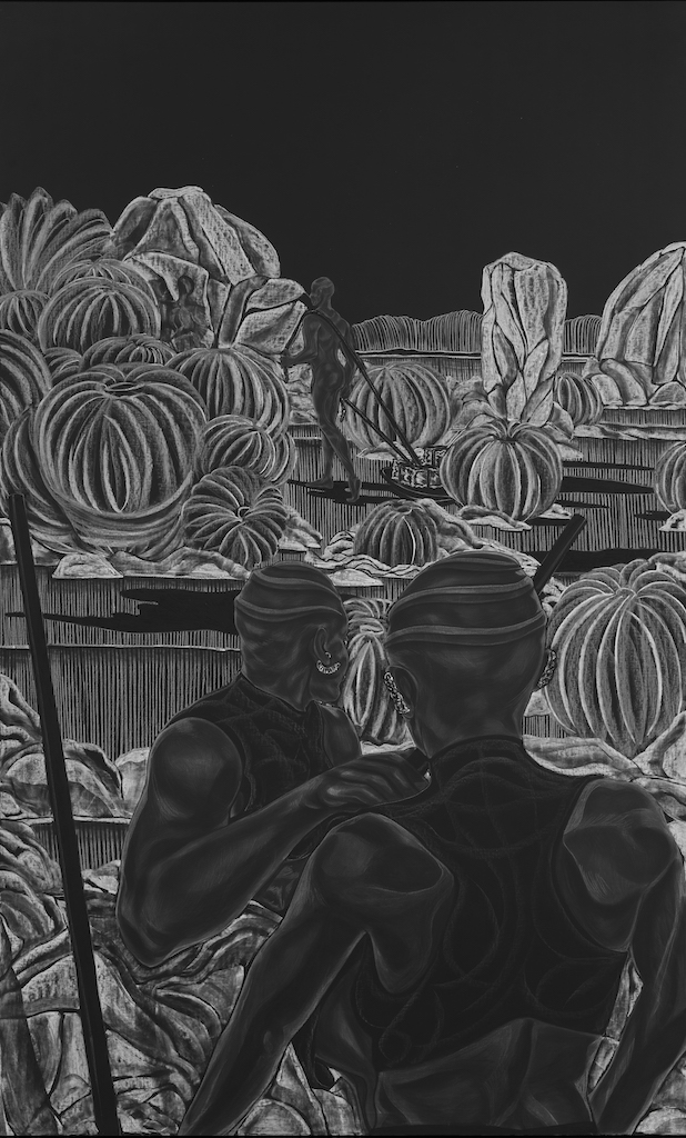 Toyin Ojih Odutola's wonderful exhibition, A Countervailing Theory, at Barbican Centre, London, is reviewed at Riot Material Magazine