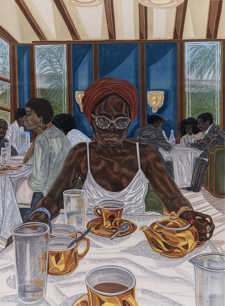 Toyin Ojih Odutola's wonderful exhibition, A Countervailing Theory, at Barbican Centre, London, is reviewed at Riot Material Magazine