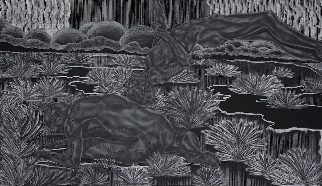 Toyin Ojih Odutola's wonderful exhibition, A Countervailing Theory, at Barbican Centre, London, is reviewed at Riot Material Magazine