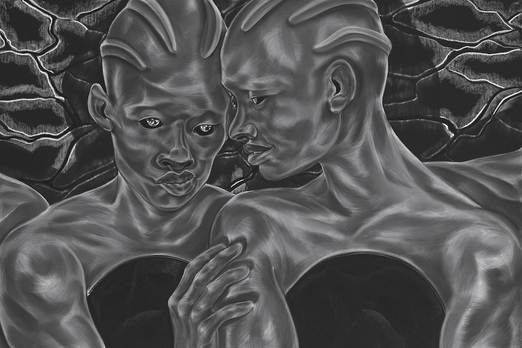 Toyin Ojih Odutola's wonderful exhibition, A Countervailing Theory, at Barbican Centre, London, is reviewed at Riot Material Magazine
